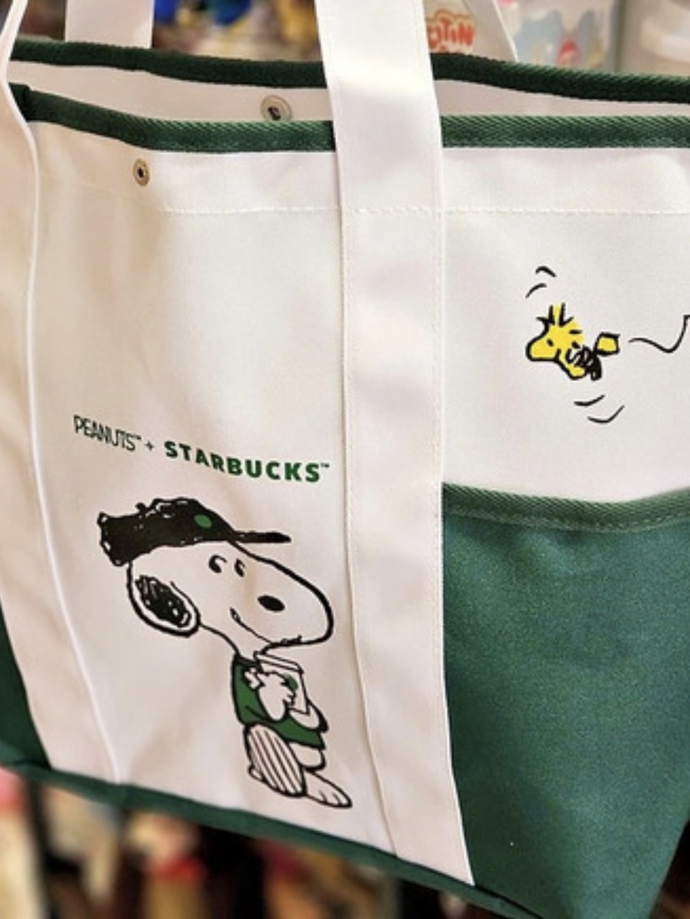 Starbucks Peanuts x Starbucks tote Green & White